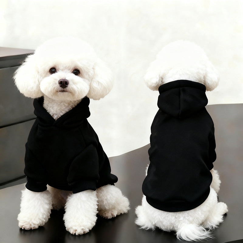 Sudadera de forro polar con capucha para perros y gatos – Negro liso