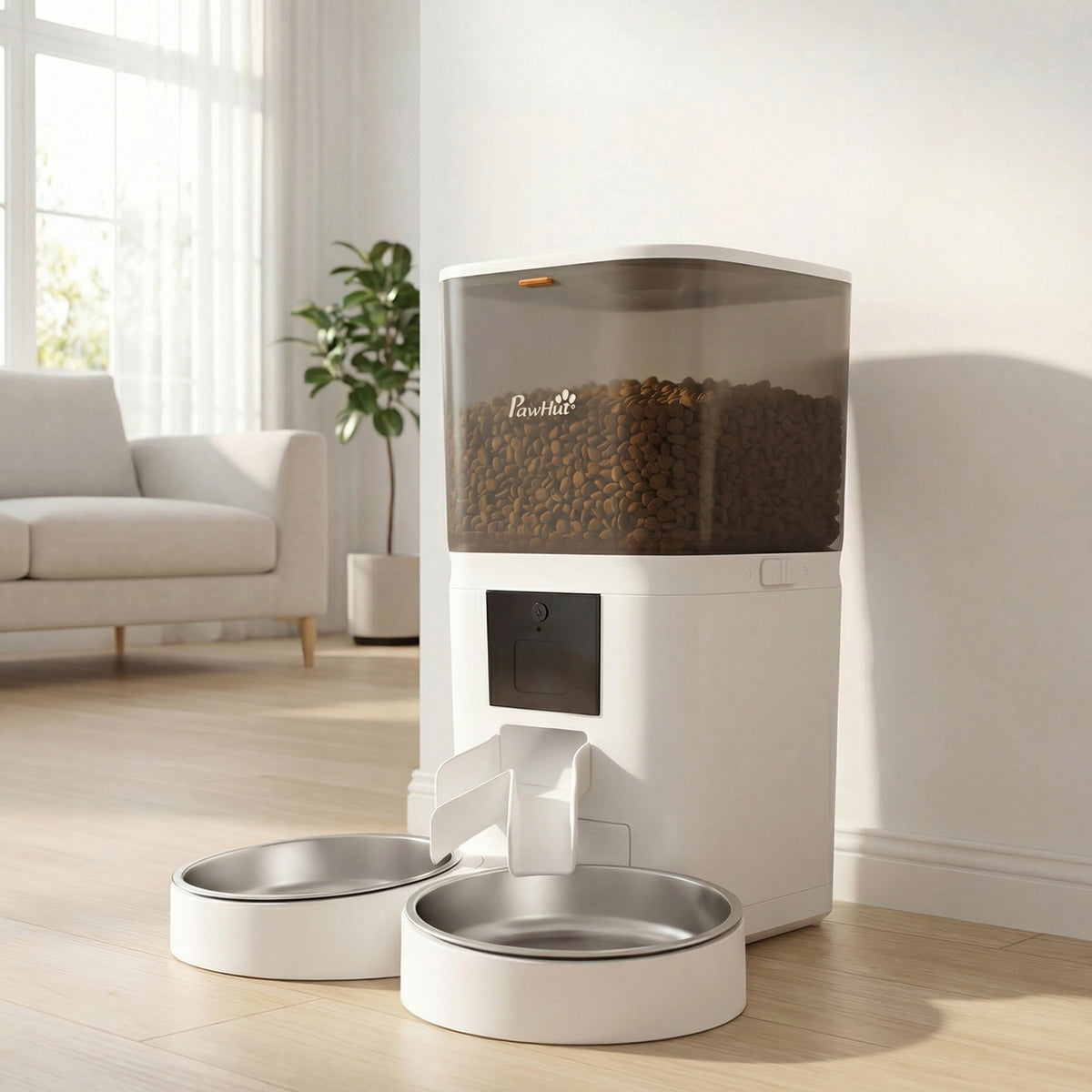 Comedero automático para gatos de 6 l con doble cuenco y WiFi