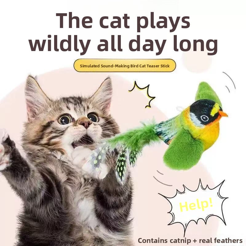 Juguete interactivo de pájaro con sonido para gatos