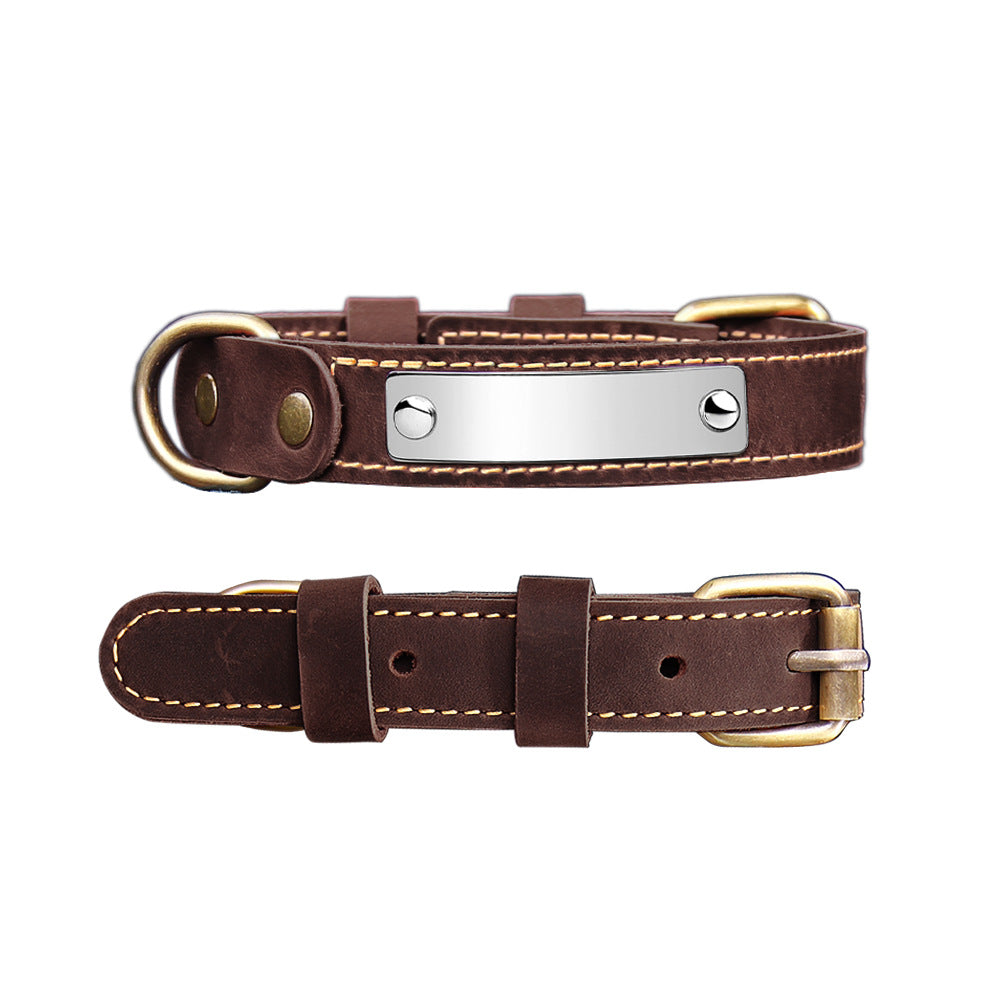 Collar de cuero auténtico resistente para perros