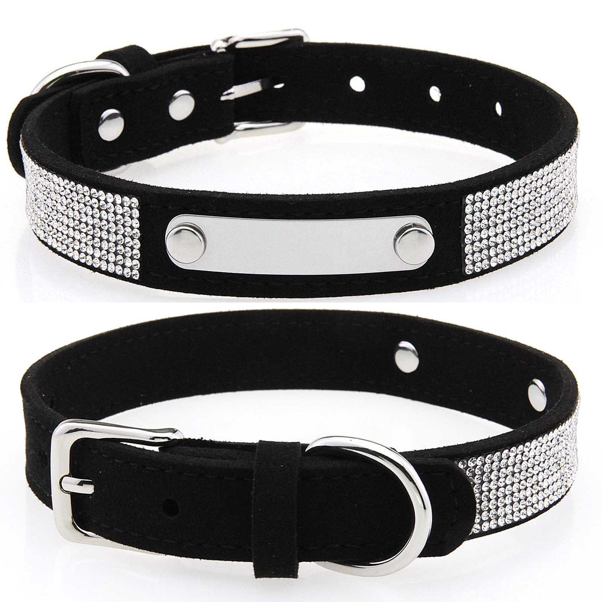 Collar ajustable con brillantes para perros y gatos