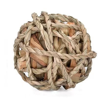Pelota Mordedora de Hierba para Mascotas Pequeñas – Cuerda de paja y hoja de maíz