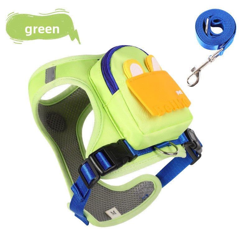 Arnés ajustable con mochila y correa para perros