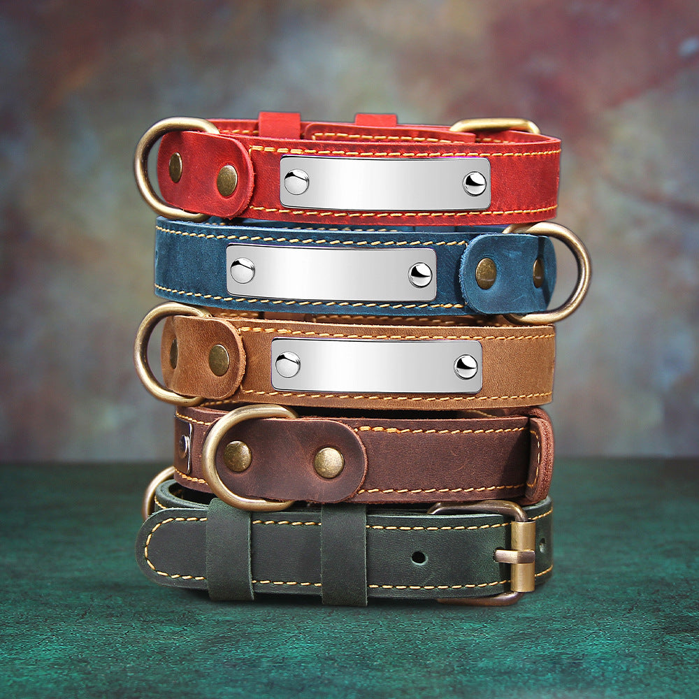 Collar de cuero auténtico resistente para perros