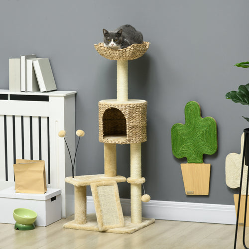 Árbol rascador para gatos de 116 cm con refugio y plataformas