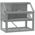 Jaula para hámster de madera 3 niveles con base profunda extraíble, 80x50x76 cm, gris claro-0