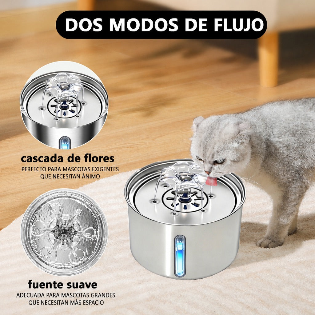 Fuente de agua automática de acero inoxidable para mascotas