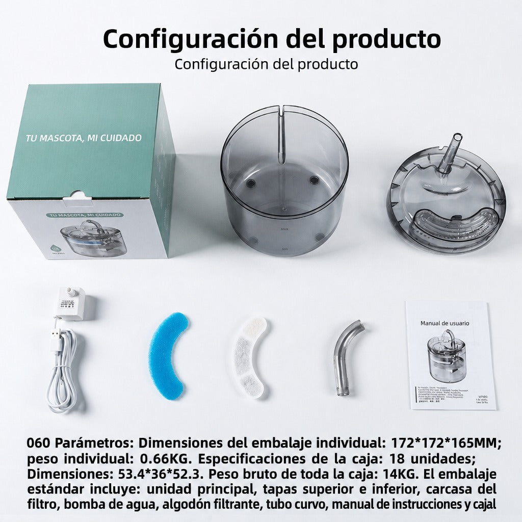 Fuente de agua automática para mascotas 2 L