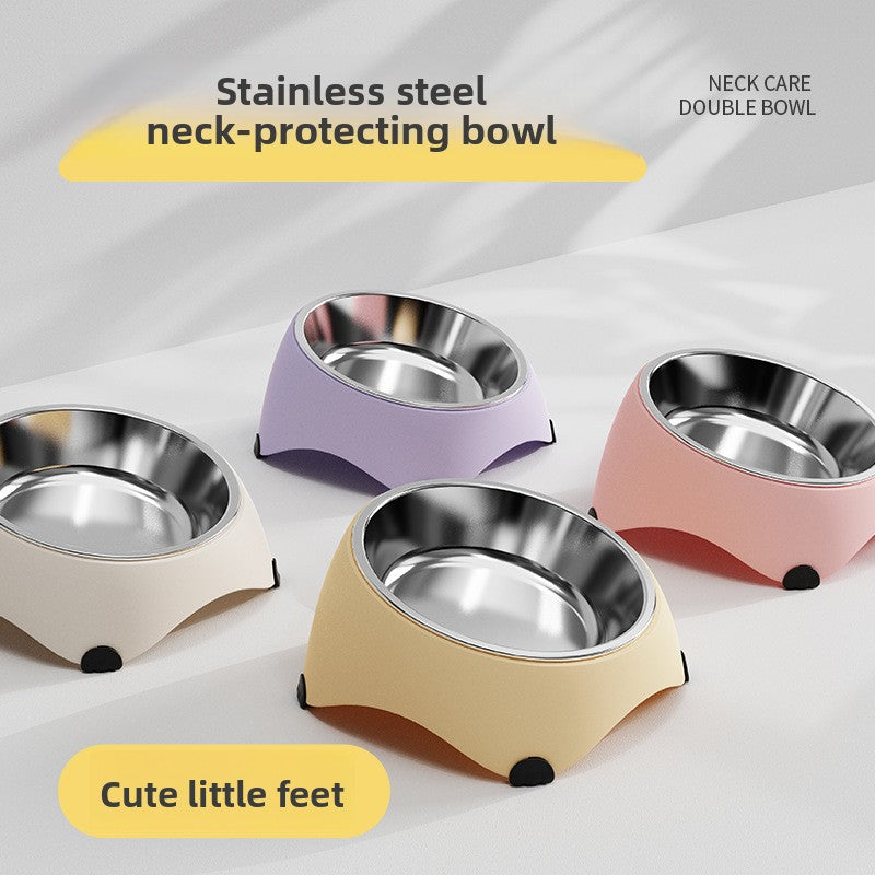 Cuenco inclinado de acero inoxidable para gatos y perros pequeños