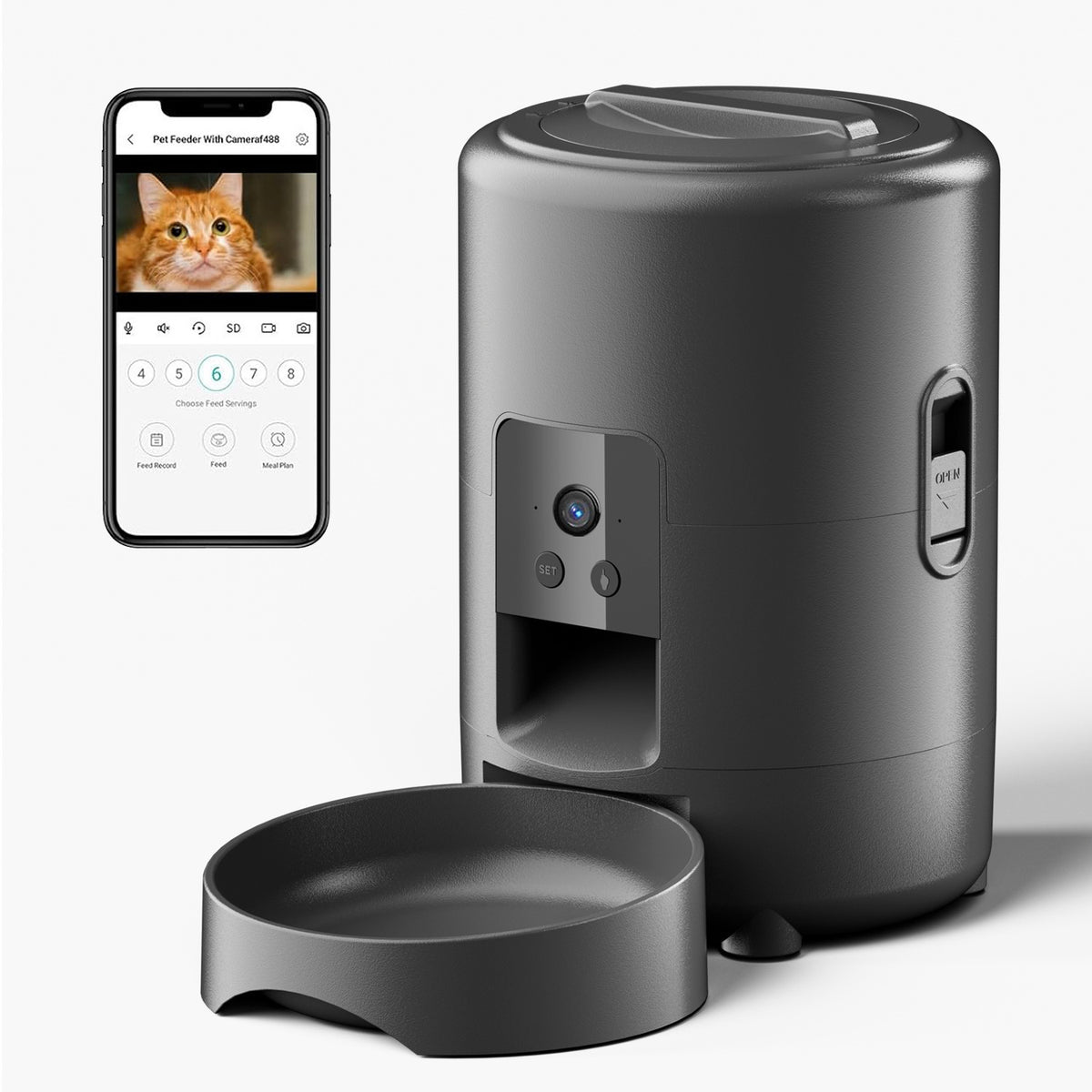 Comedero automático WiFi con cámara para perros y gatos