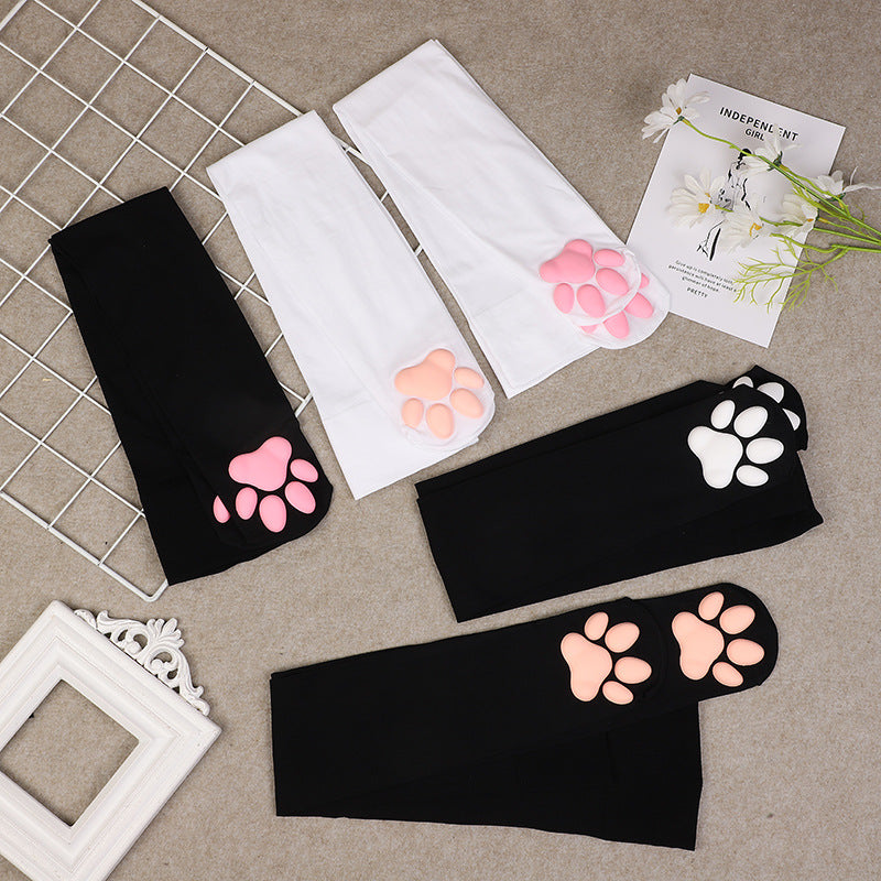 Calcetines con patas de gato 3D y almohadillas de silicona