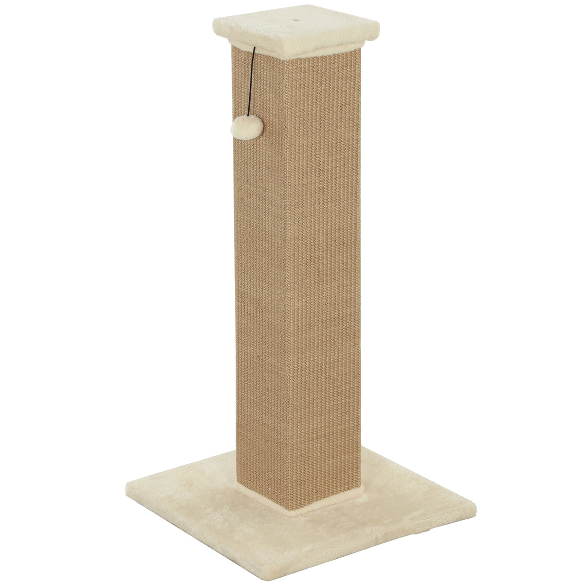 Rascador para gatos con poste de sisal y bola beige