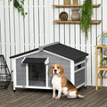 Caseta de madera estilo cabaña para perros medianos, 109x79x72 cm