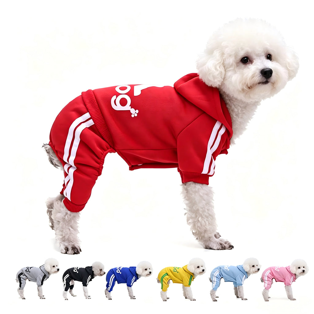 Sudadera con capucha de cuatro patas para perros y gatos