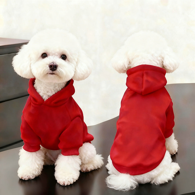 Sudadera de forro polar con capucha para perros y gatos – Rojo liso