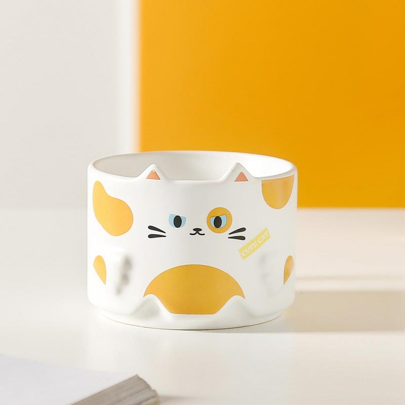 Taza de cerámica con gato de dibujos animados
