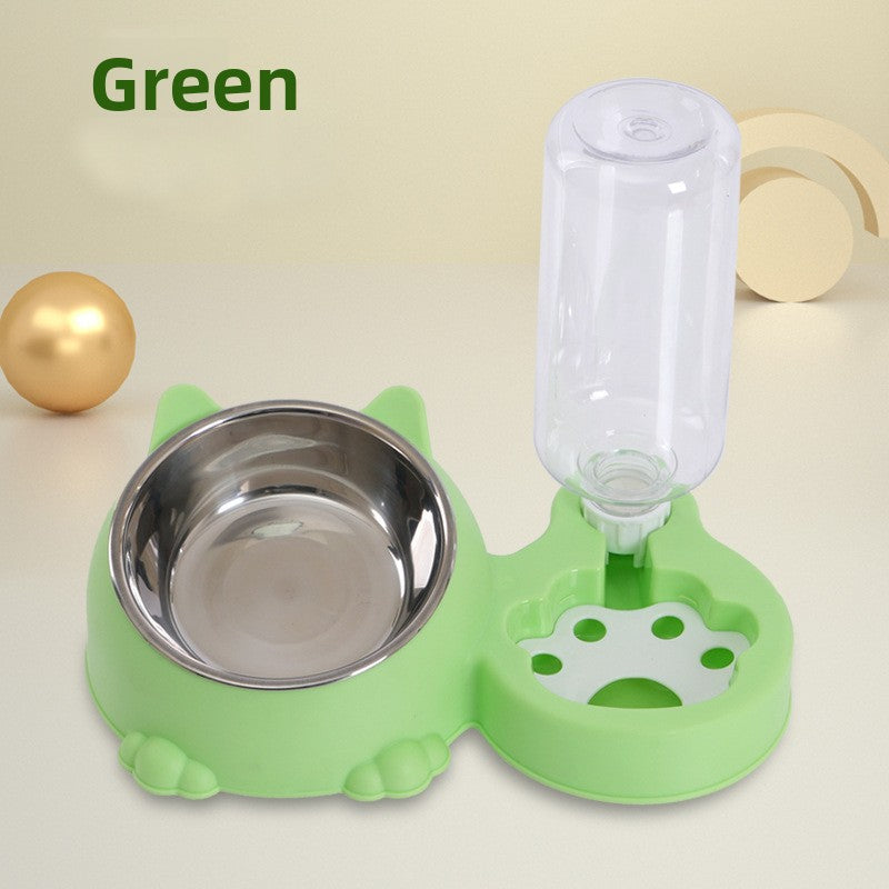 Comedero y Bebedero Automático de Dos Cuencos para Perros y Gatos en color verde