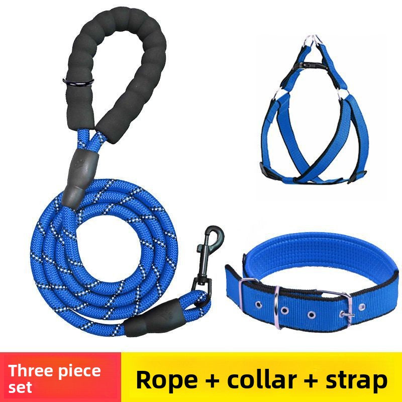 Set reflectante de collar, arnés y correa para perros