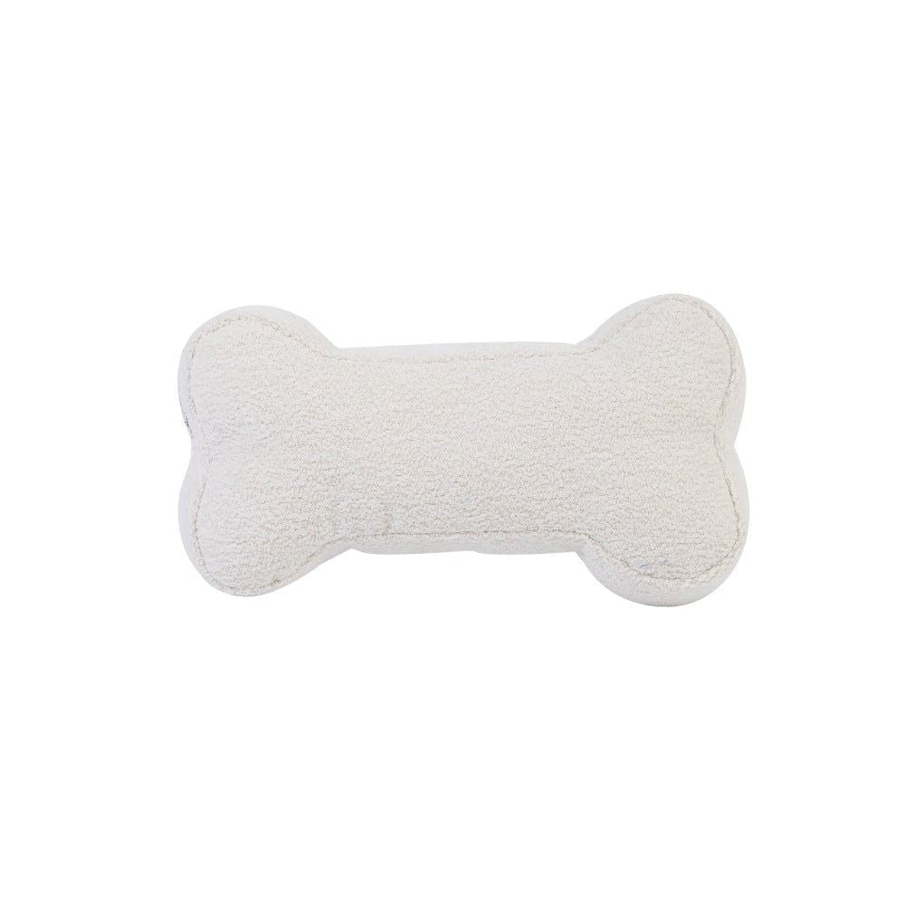Juguete de hueso de bouclé con sonidos para perros – Blanco leche