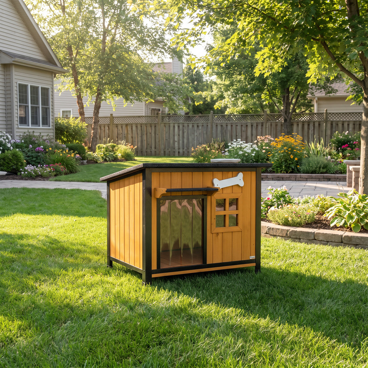Caseta exterior para perros con techo y suelo extraíbles