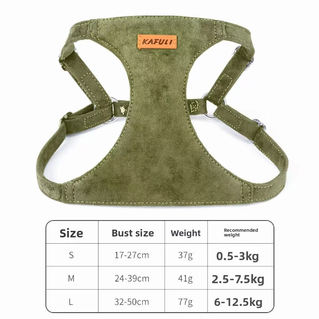 Arnés ajustable de ante con correa para perros y gatos pequeños en color verde