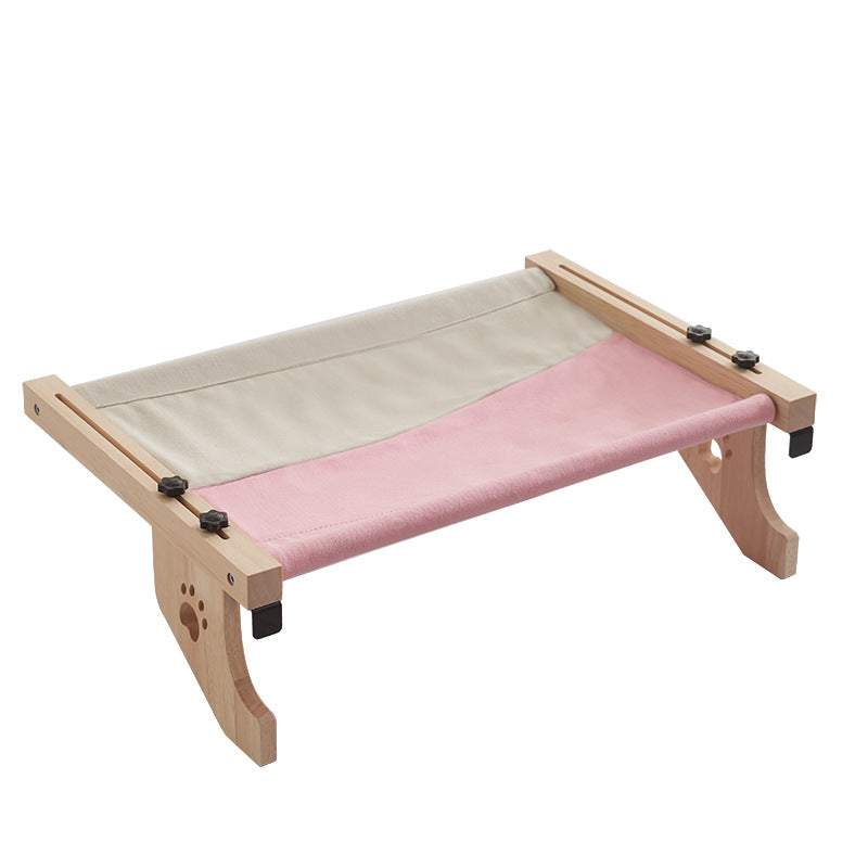 Hamaca de madera maciza para gatos con fijación de velcro