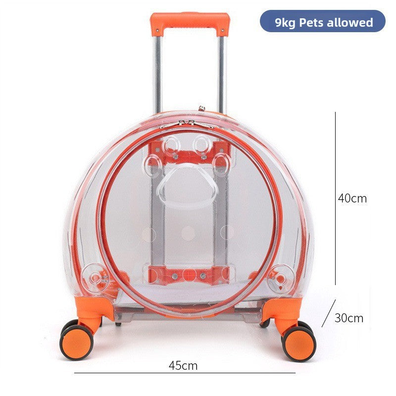 Transportín mochila transparente con ruedas para perros y gatos