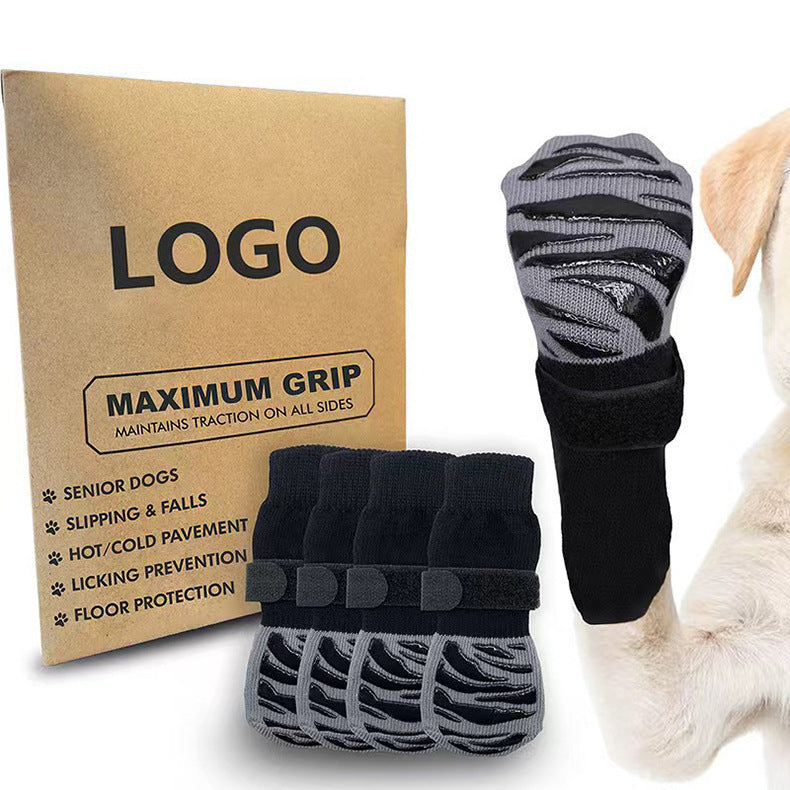 Calcetines Antideslizantes e Impermeables para Perros · 4 Piezas – Rayas negras
