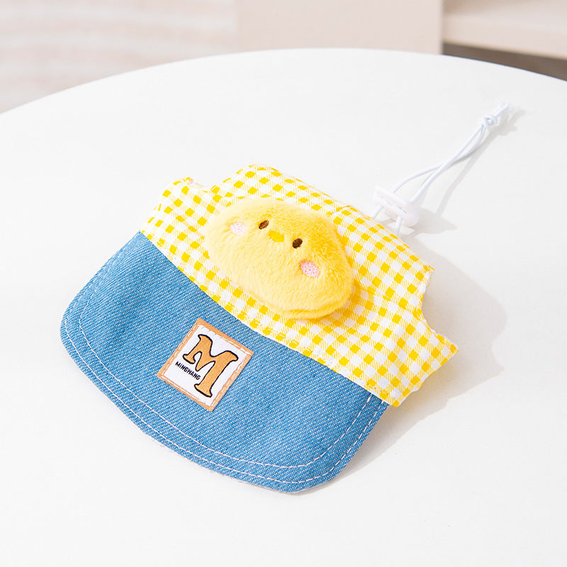 Arnés Ajustable con Correa y Sombrero para Perros y Gatos – Gorro de cuadros amarillo