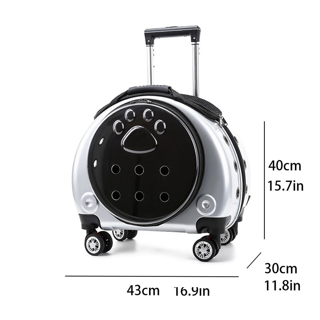 Transportín mochila transparente con ruedas para perros y gatos