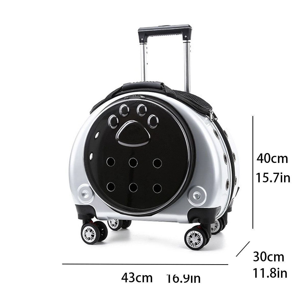 Transportín mochila transparente con ruedas para perros y gatos