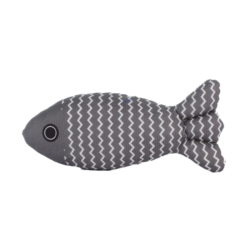 Pez de peluche con hierba gatera para morder y jugar