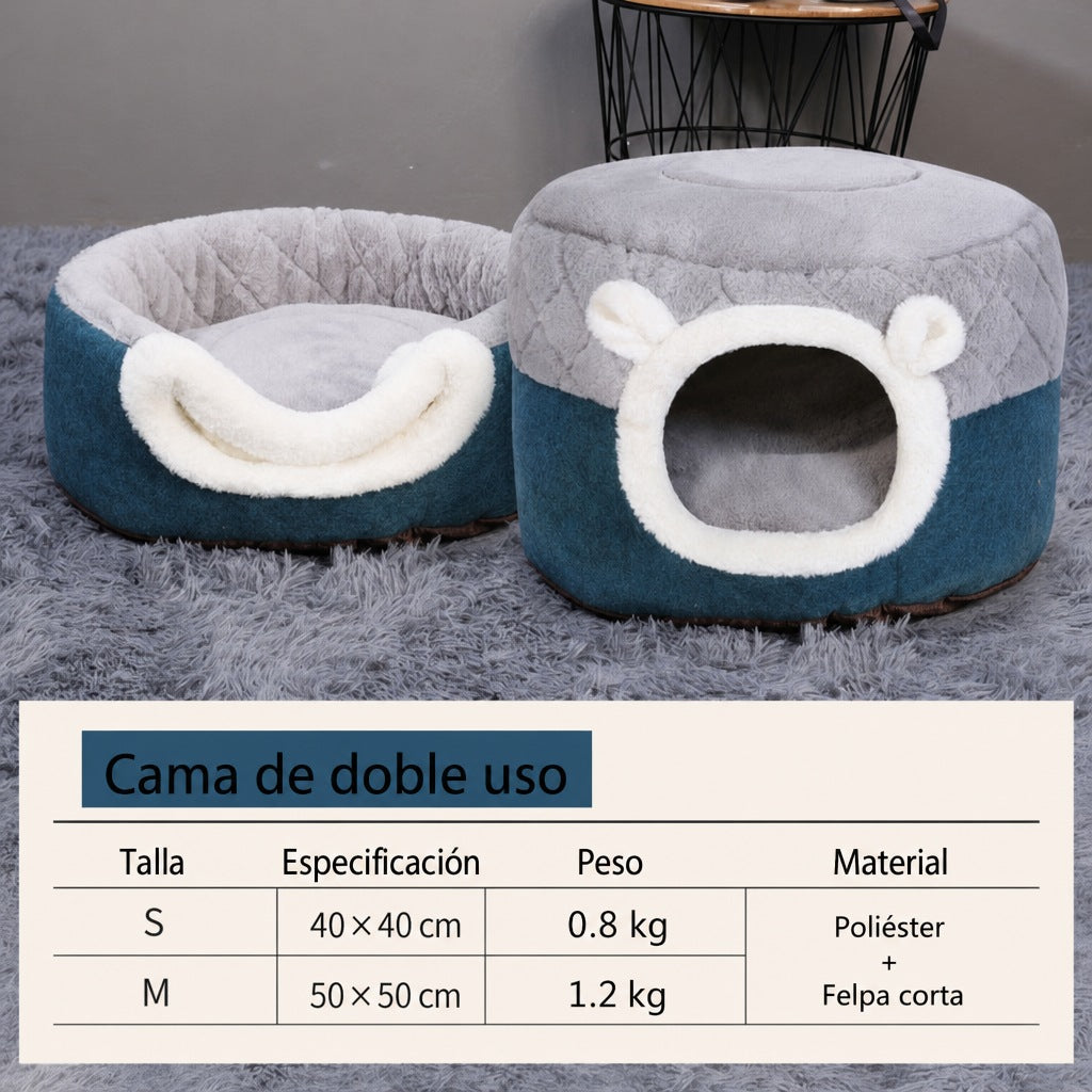 Cama cueva de felpa cálida para perros pequeños y gatos