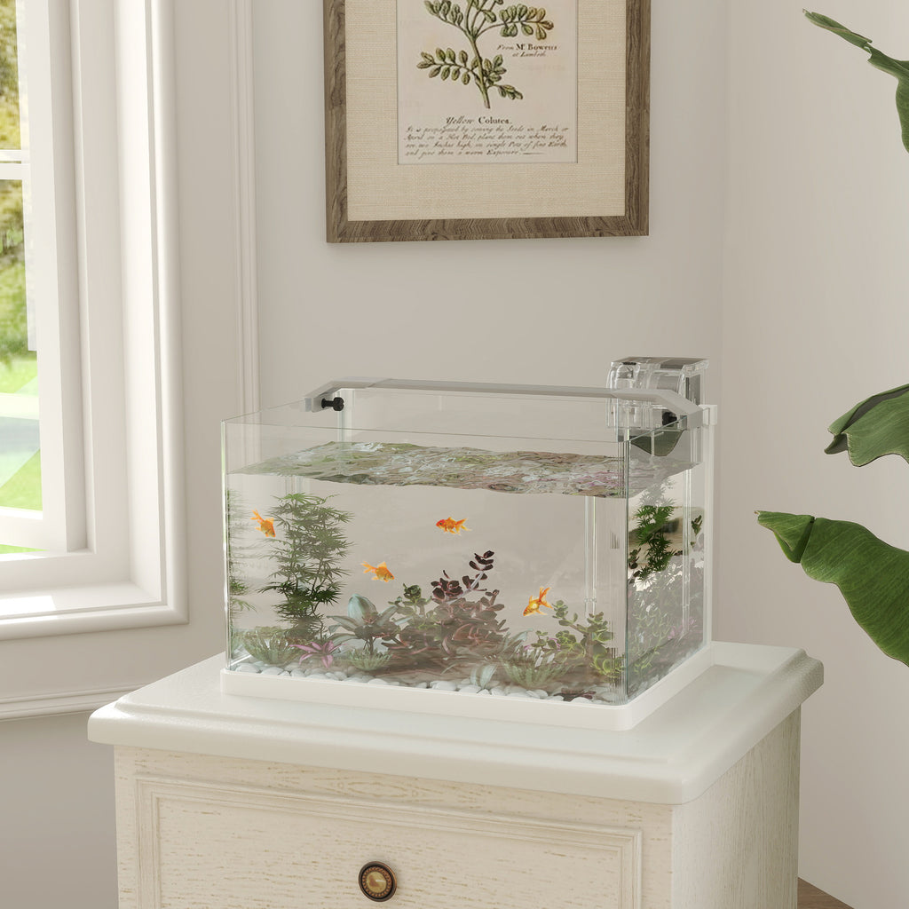 Acuario de cristal de 20 litros con luz LED y filtro