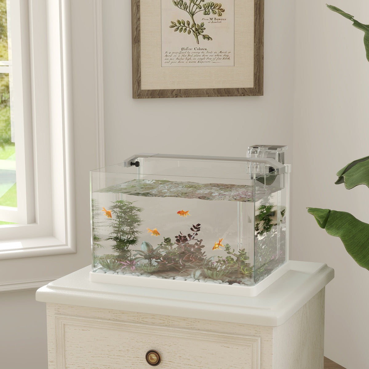 Acuario de cristal de 20 litros con luz LED y filtro