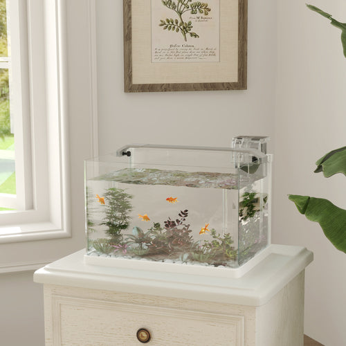 Acuario de cristal de 20 litros con luz LED y filtro