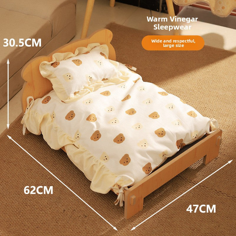 Cama elevada de madera para perros