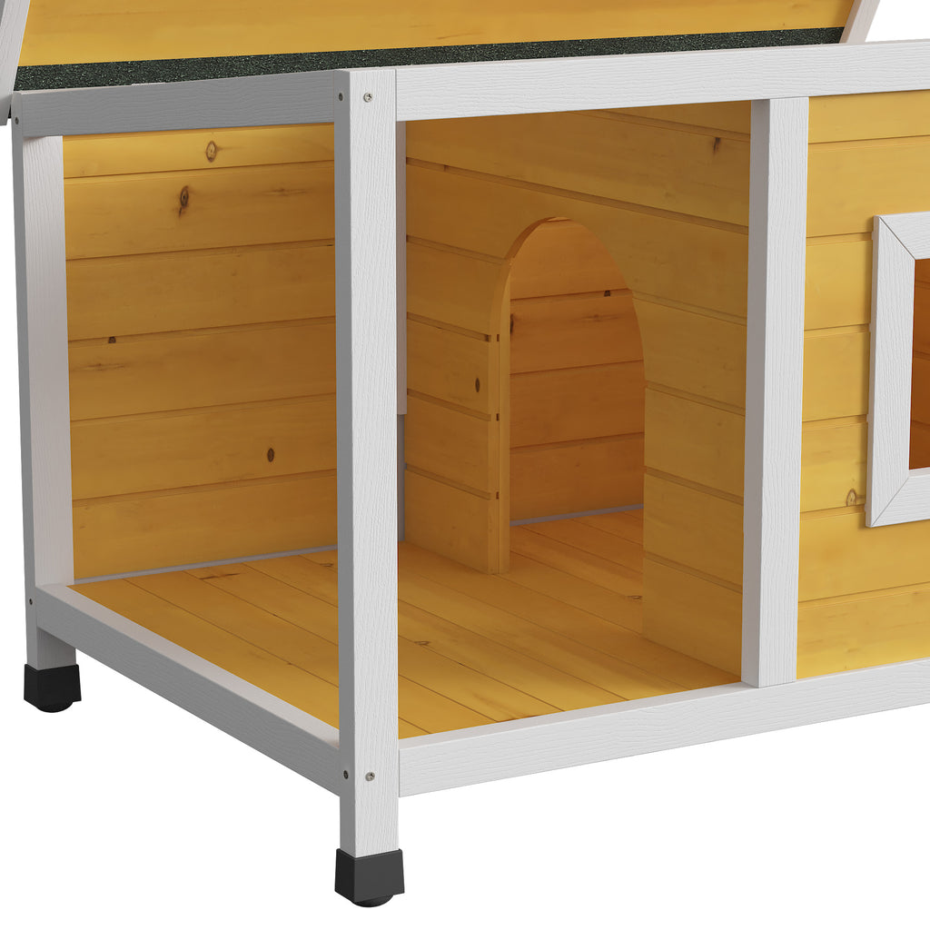 Caseta de madera con porche para perros pequeños hasta 8 kg, 85,5x62x60 cm