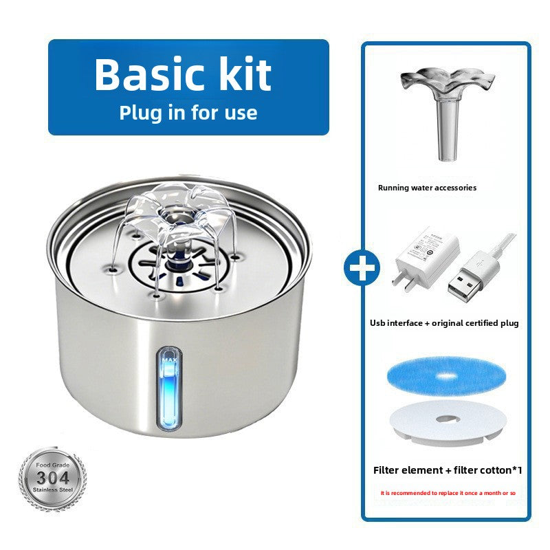 Fuente de agua automática de acero inoxidable para mascotas