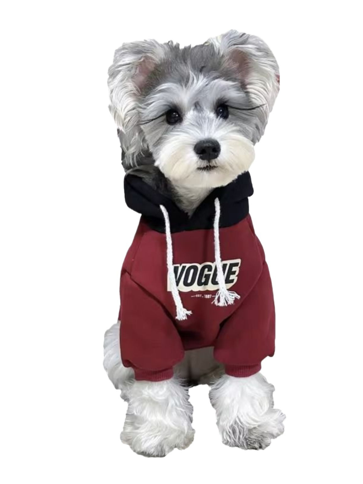 Sudadera con capucha para perros y gatos – Burdeos y negro, fino