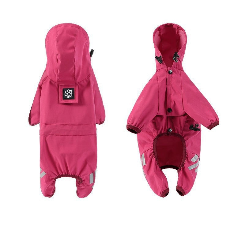 Impermeable rosa con ribete rosa, espalda y frente