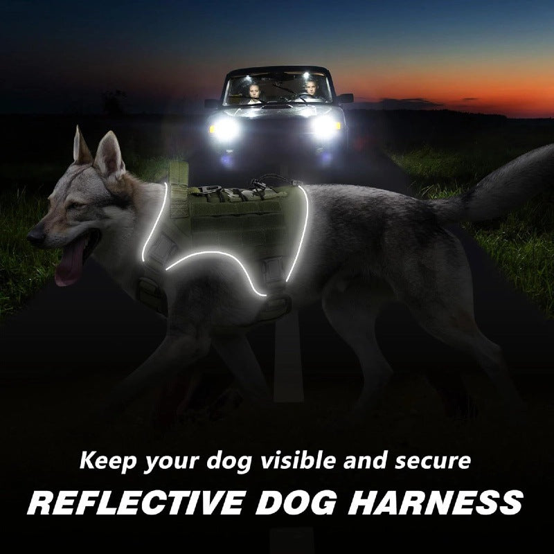 Arnés táctico con tiras reflectantes para perros