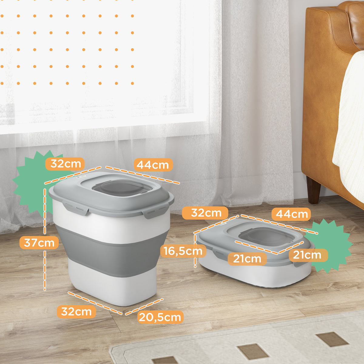 Contenedor plegable hermético para comida de mascotas 25 L