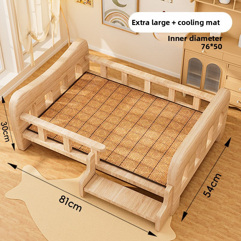 Cama elevada de madera para perros