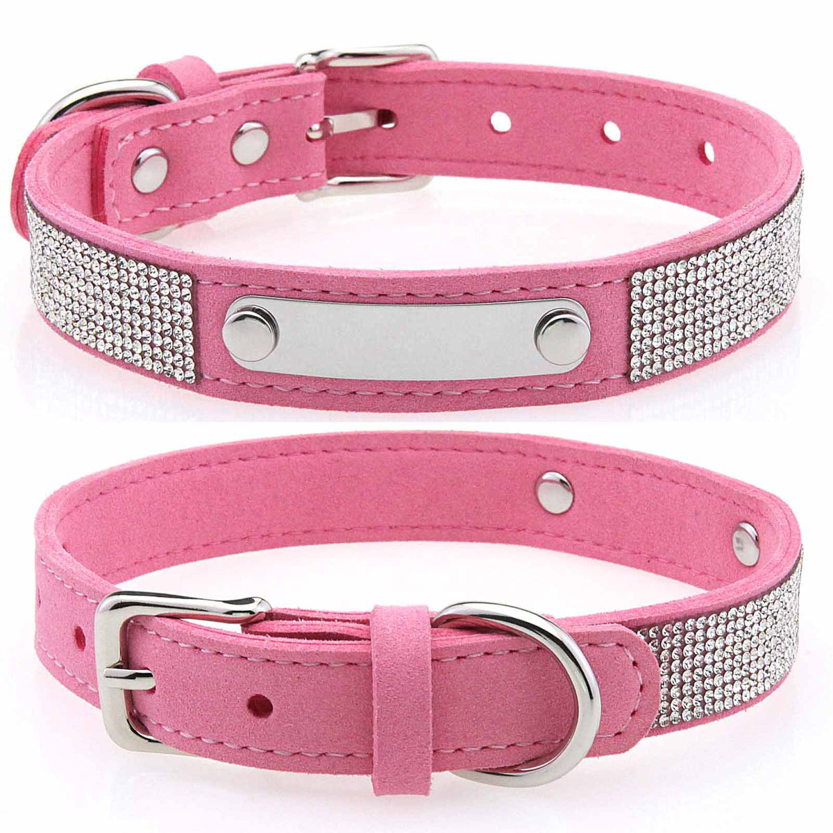 Collar ajustable con brillantes para perros y gatos