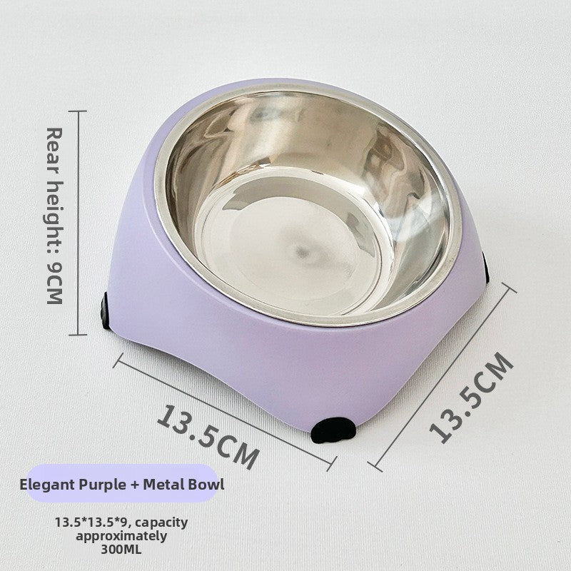 Cuenco inclinado de acero inoxidable para gatos y perros pequeños