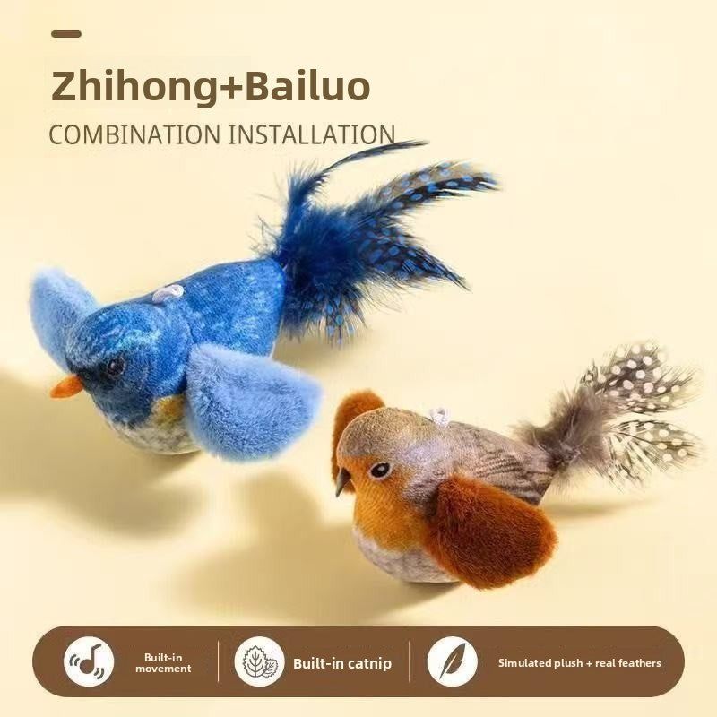 Juguete interactivo de pájaro con sonido para gatos