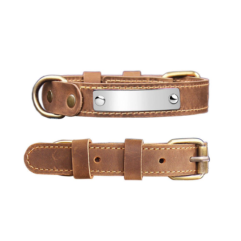 Collar de cuero auténtico resistente para perros