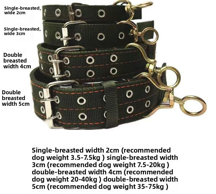 Collar ancho de doble fila para perros – Verde militar