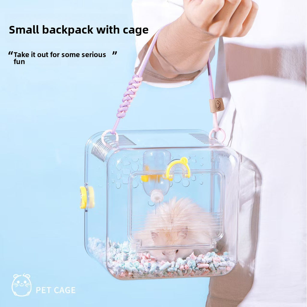 Jaula de viaje para hámster con botella de agua